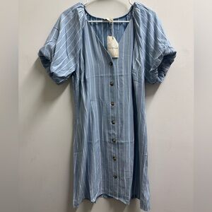 Hem & Thread Blue and White Striped Dress Size Large